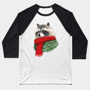 Winter Raccoon Baseball T-Shirt